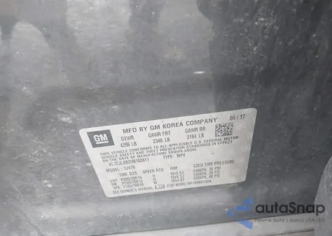 2017 Chevrolet Trax Lt z USA, uszkodzony, nr VIN KL7CJLSB2HB182811